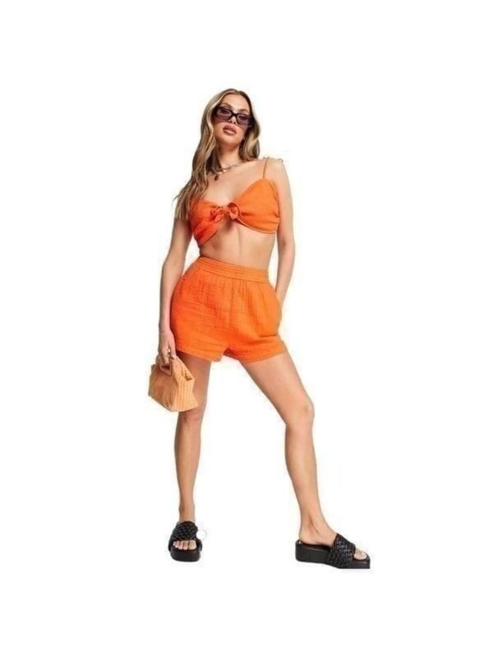 New! ASOS Design 100% Cotton Orange Halter Top Sz 4